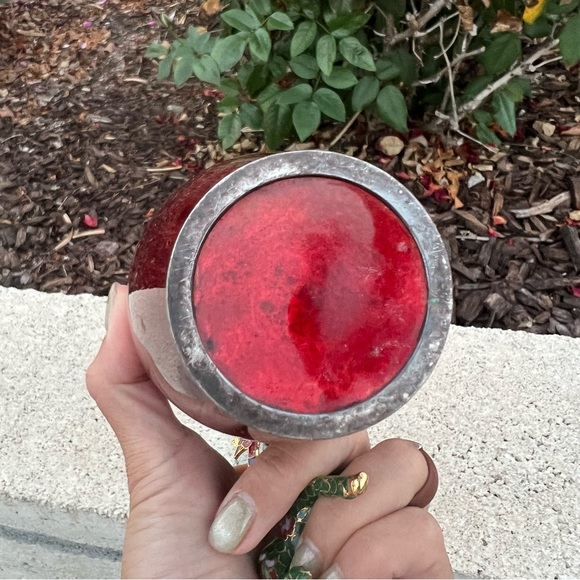 VINTAGE Japanese Cloisonne pigeon blood floral vase|5” tall - Picture 3 of 6